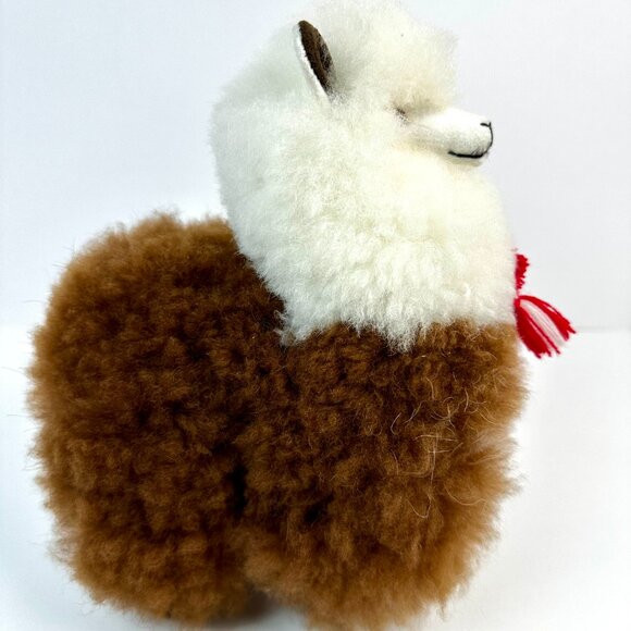 Handmade Stuffed Llama – 100% Natural Llama Wool, Brown & Ivory, Made in Peru - Picture 11 of 12